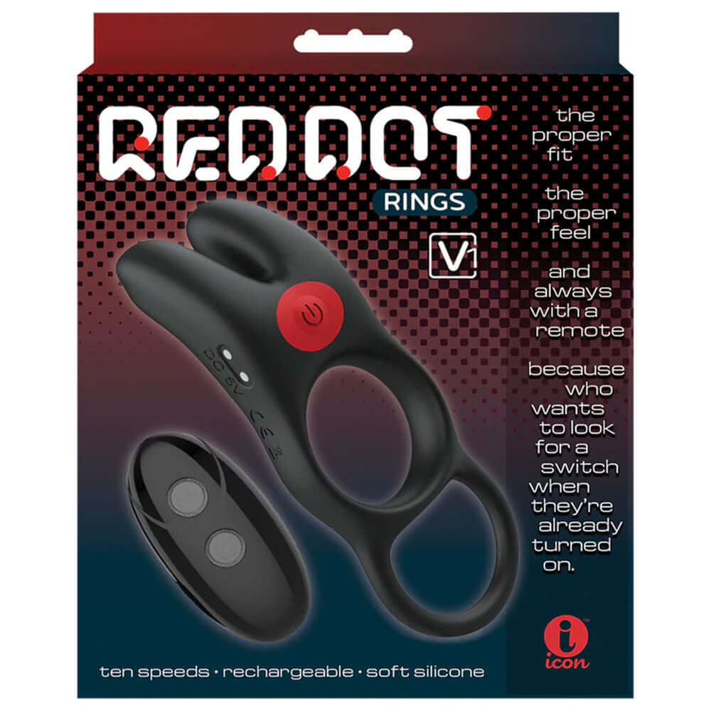 Red Dot Rings - V1 - USB Rechargeable Vibrating Cock Ring with Remote
